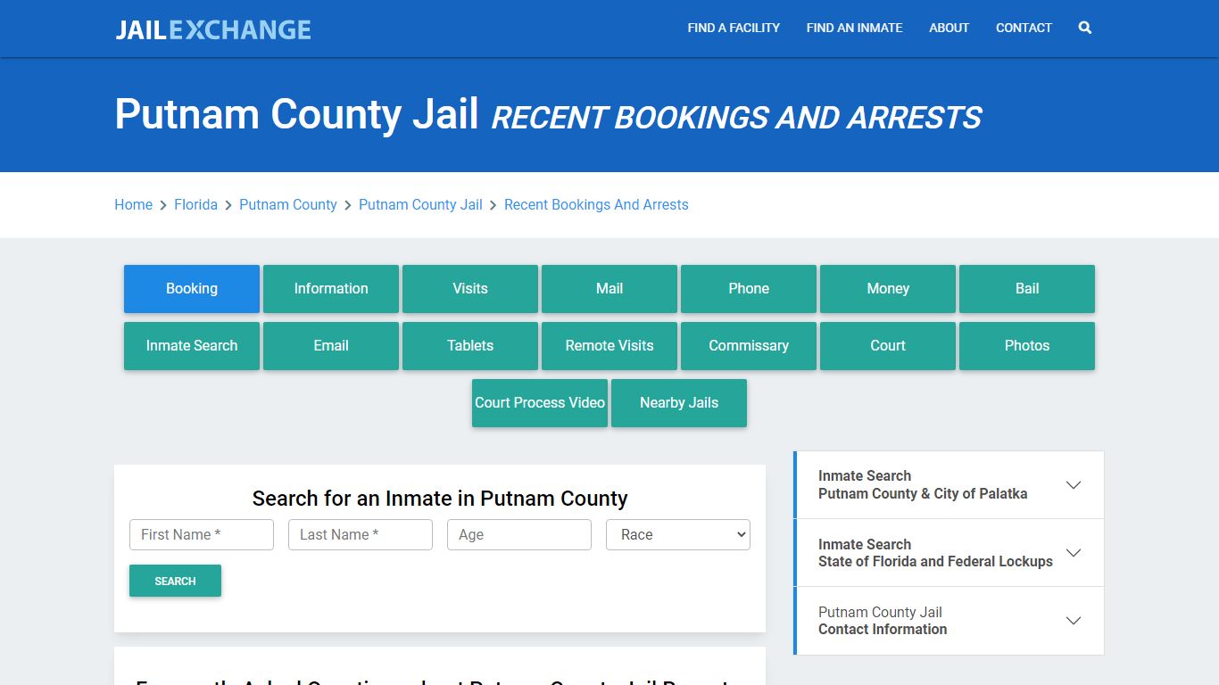 Putnam County Jail FL Recent Arrests and Bookings - Jail Exchange