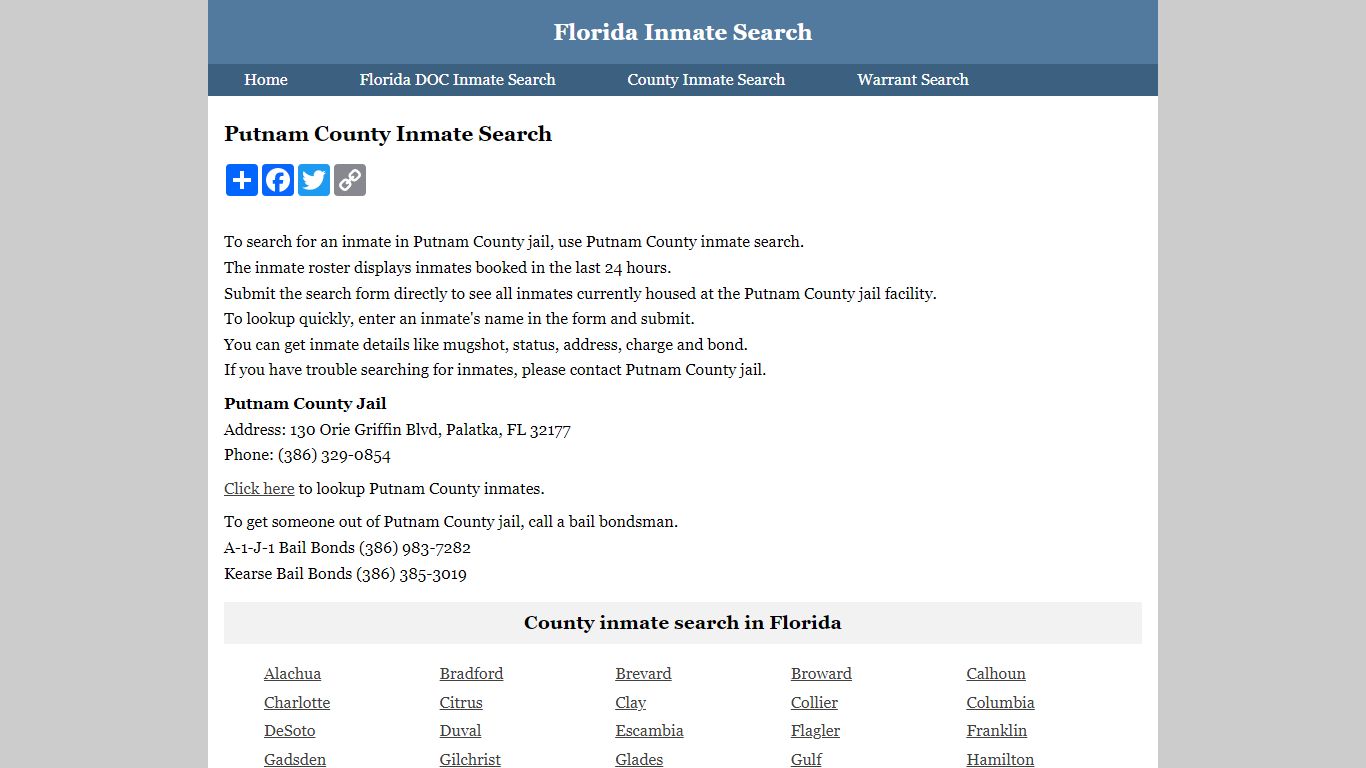 Putnam County Inmate Search